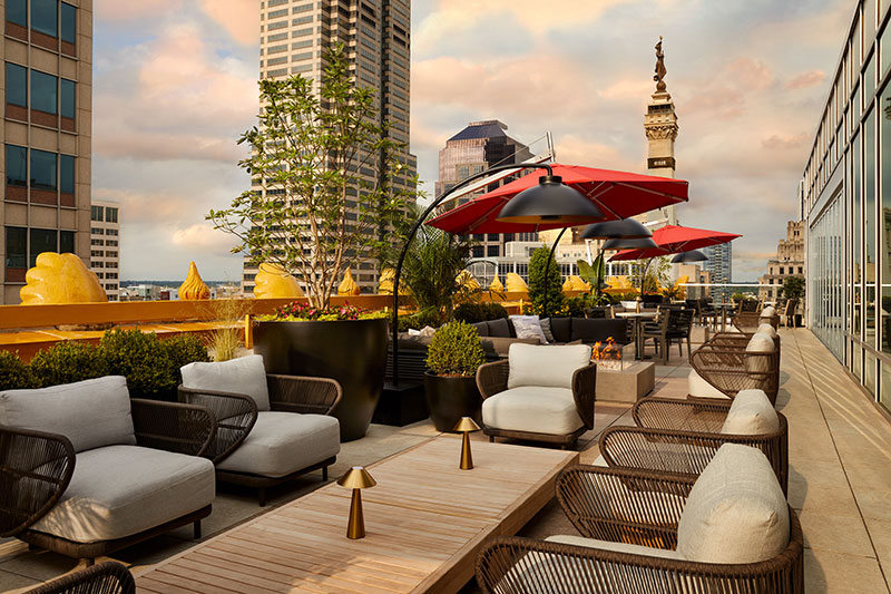 Astrea terrace at golden hour